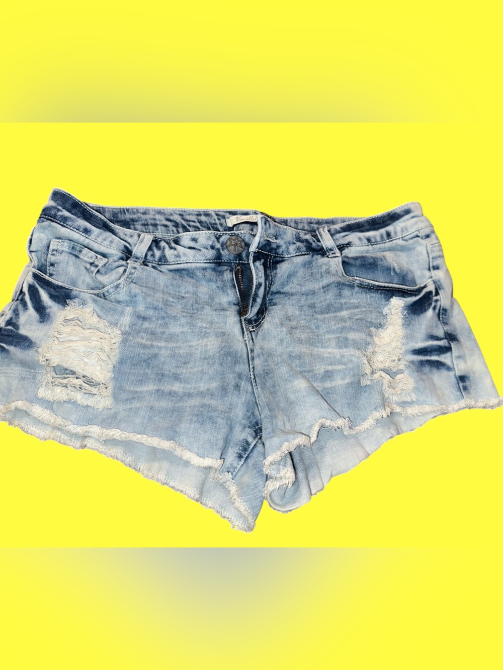 Light Wash Distressed Denim Shorts